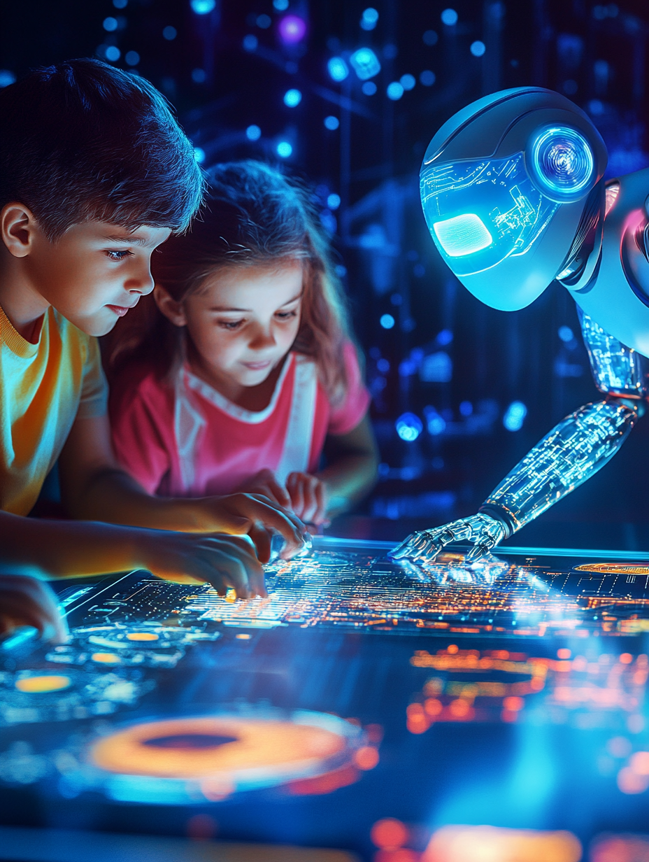 子供とロボットの学習風景